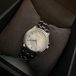 BRAND NEW! Bulova Silver-Tone Dial Stainless Steel Quartz Ladies Watch